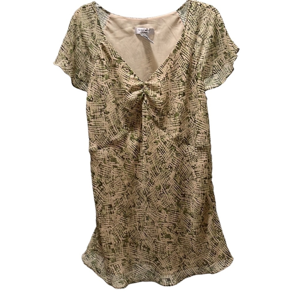 Nine West‎ Chiffon Flutter Top Green/Beige size 16W